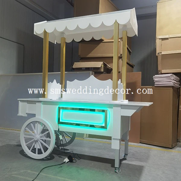 white sweet cart